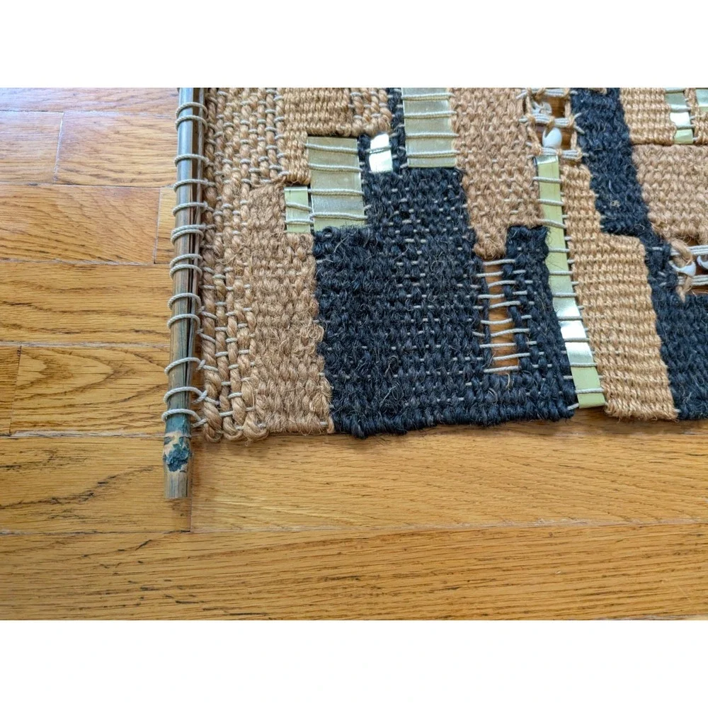 1970s Studio Woven Tapestry Abstract Boho MCM Seashell Textile Fiber Craft 48